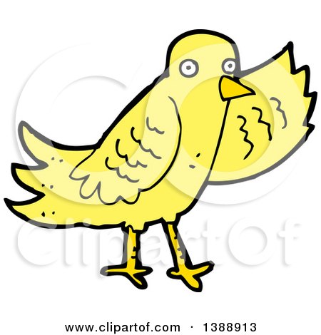 Clipart of a Cartoon Yellow Bird - Royalty Free Vector Illustration by lineartestpilot