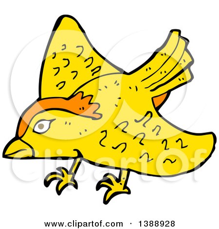 Clipart of a Cartoon Yellow Bird - Royalty Free Vector Illustration by lineartestpilot