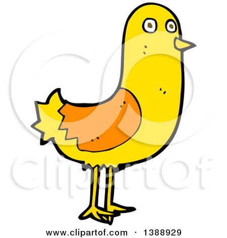 Clipart of a Cartoon Yellow Bird - Royalty Free Vector Illustration by lineartestpilot