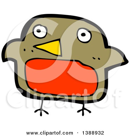 Clipart of a Cartoon Robin Bird - Royalty Free Vector Illustration by lineartestpilot