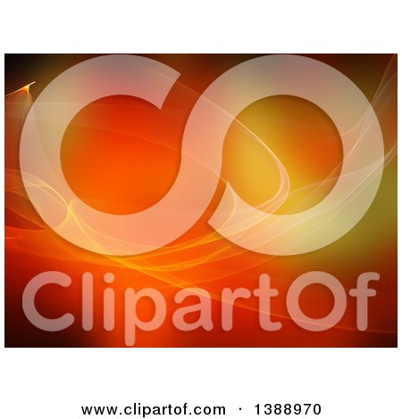 Clipart of a Background of Swooshes over Fiery Orange and Yellow - Royalty Free Illustration by KJ Pargeter