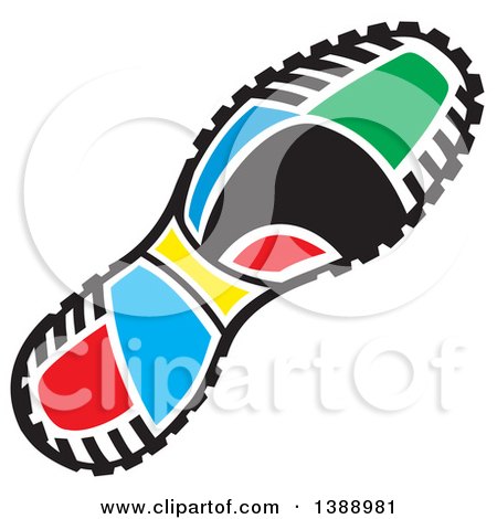 Clipart of a Colorful Olympic Field Day Sneaker Sole - Royalty Free Vector Illustration by Johnny Sajem