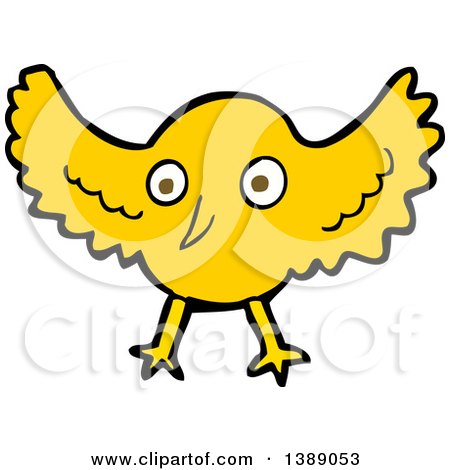 Clipart of a Cartoon Yellow Bird - Royalty Free Vector Illustration by lineartestpilot