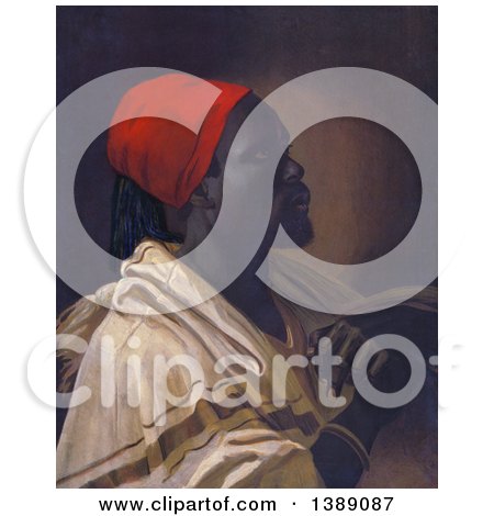 Historical Illustration of a Portrait of Toussaint L Ouverture, Wearing a Robe - Chromolithograph by JVPD