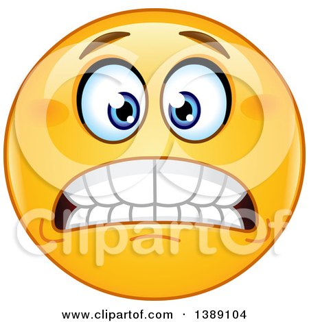Clipart of a Grimacing Yellow Emoticon Emoji Smiley Face - Royalty Free Vector Illustration by yayayoyo