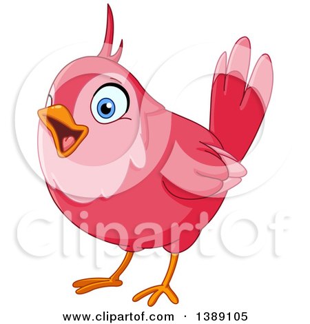 Clipart of a Cartoon Pink Bird Singing - Royalty Free Vector Illustration by yayayoyo