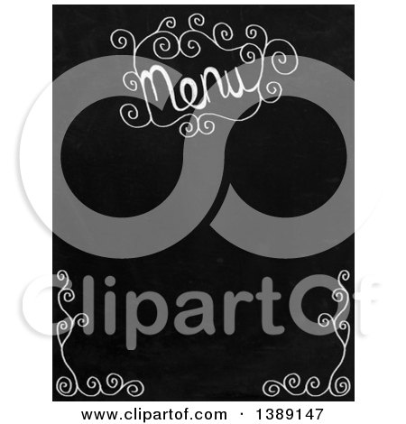 Clipart of a Menu Blackboard with Swirls - Royalty Free Illustration by Prawny