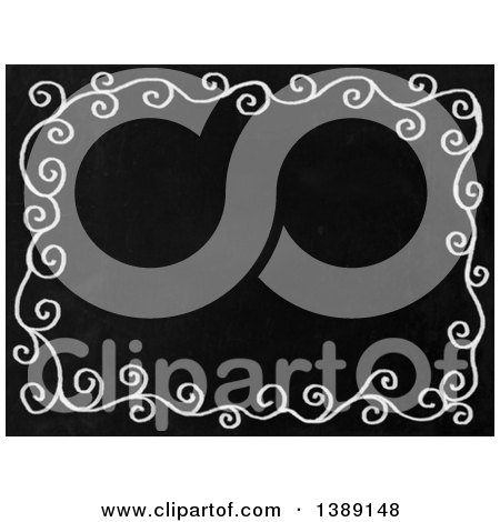 Clipart of a Blackboard with a White Swirl Border Frame - Royalty Free Illustration by Prawny