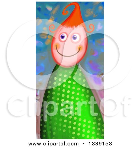 Clipart of a Happy Red Haired Girl in a Polka Dot Dress - Royalty Free Illustration by Prawny