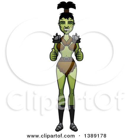 Clipart of a Female Orc Giving Two Thumbs up - Royalty Free Vector Illustration by Cory Thoman