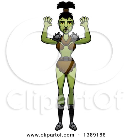 Clipart of a Scared Female Orc - Royalty Free Vector Illustration by Cory Thoman