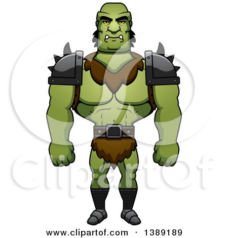 Clipart of a Buff Male Orc - Royalty Free Vector Illustration by Cory Thoman