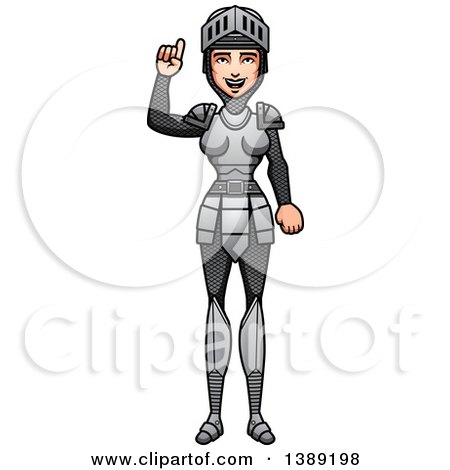 Clipart of a Female Knight Holding up a Finger - Royalty Free Vector Illustration by Cory Thoman
