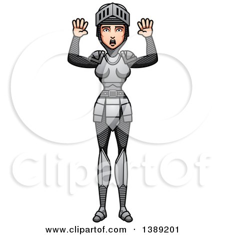Clipart of a Scared Female Knight - Royalty Free Vector Illustration by Cory Thoman