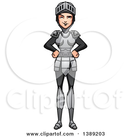 Clipart of a Sly Female Knight with Hands on Her Hips - Royalty Free Vector Illustration by Cory Thoman