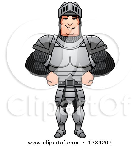 Clipart of a Sly Buff Male Knight with Hands on His Hips - Royalty Free Vector Illustration by Cory Thoman