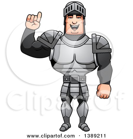 Clipart of a Buff Male Knight Holding up a Finger - Royalty Free Vector Illustration by Cory Thoman