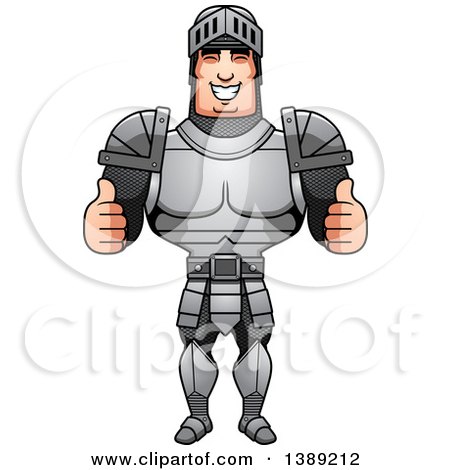 Clipart of a Buff Male Knight Giving Two Thumbs up - Royalty Free Vector Illustration by Cory Thoman