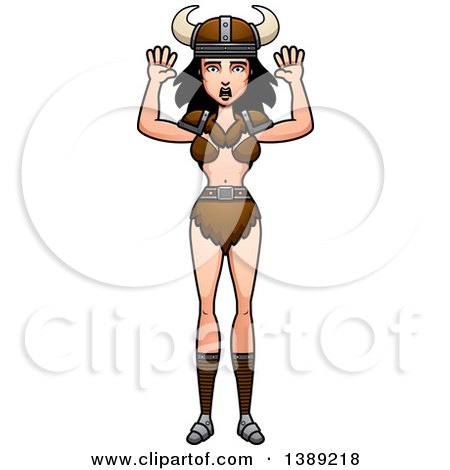 Clipart of a Scared Barbarian Woman - Royalty Free Vector Illustration by Cory Thoman