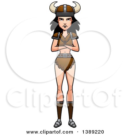 Clipart of a Barbarian Woman with Folded Arms - Royalty Free Vector Illustration by Cory Thoman