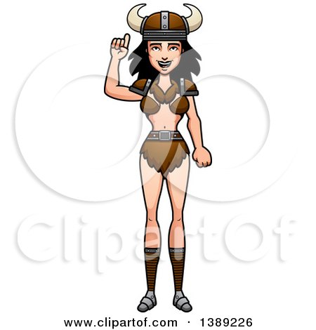 Clipart of a Barbarian Woman Holding up a Finger - Royalty Free Vector Illustration by Cory Thoman