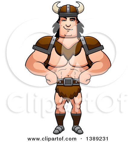 Clipart of a Sly Buff Barbarian Man - Royalty Free Vector Illustration by Cory Thoman