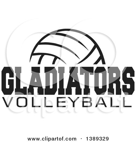 Clipart of a Black and White Ball with GLADIATORS VOLLEYBALL Text - Royalty Free Vector Illustration by Johnny Sajem