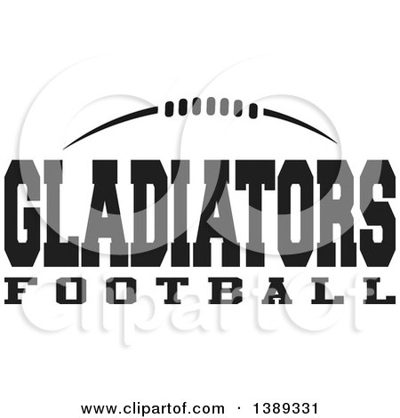 Clipart of a Black and White Ball with GLADIATORS FOOTBALL Text - Royalty Free Vector Illustration by Johnny Sajem