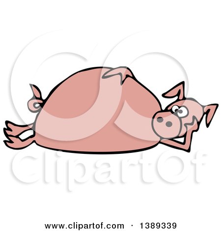 Clipart of a Cartoon Pink Pig Laying on His Side - Royalty Free Vector Illustration by djart