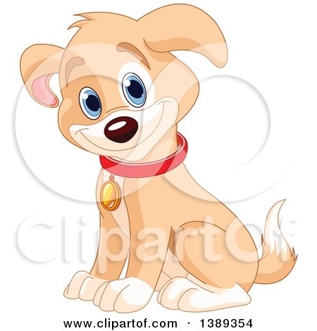 Clipart of a Happy Cute Puppy Dog Sitting - Royalty Free Vector Illustration by Pushkin