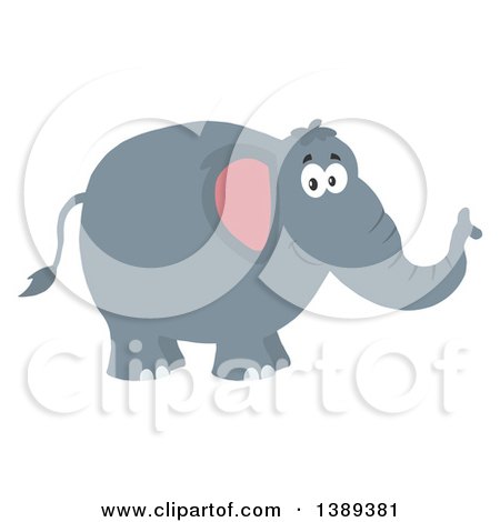 Clipart of a Flat Design Happy Elephant - Royalty Free Vector Illustration by Hit Toon