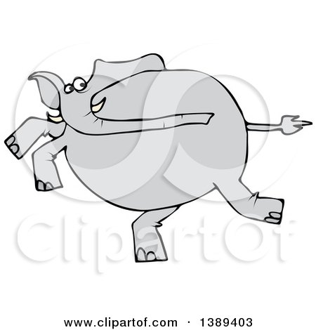 Clipart of a Cartoon Gray Elephant Running - Royalty Free Vector Illustration by djart