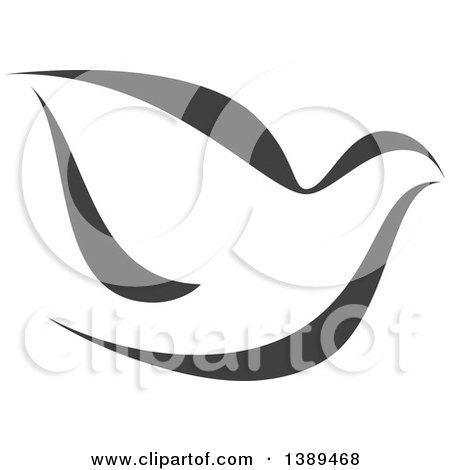 Clipart of a Dark Gray Flying Dove - Royalty Free Vector Illustration by elena