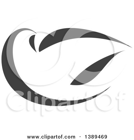 Clipart of a Dark Gray Flying Dove - Royalty Free Vector Illustration by elena