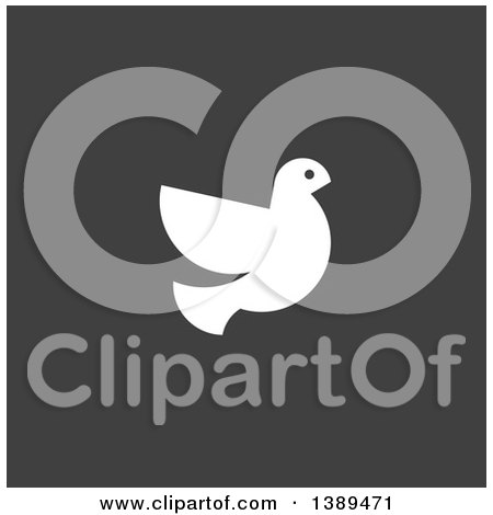 Clipart of a Flat Design White Dove on Gray - Royalty Free Vector Illustration by elena