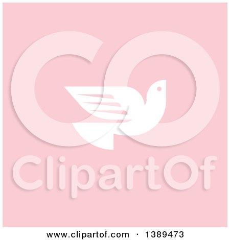 Clipart of a Flat Design White Dove on Pastel Pink - Royalty Free Vector Illustration by elena
