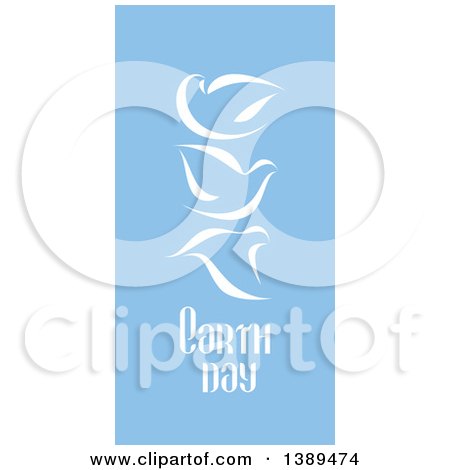 Clipart of Flat Design White Doves and Earth Day Text on Blue - Royalty Free Vector Illustration by elena