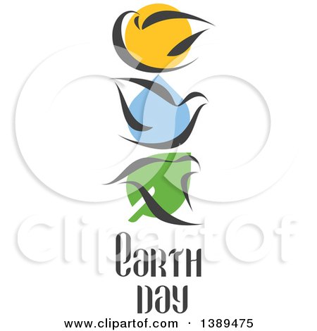 Clipart of Flat Design Doves and Earth Day Text - Royalty Free Vector Illustration by elena