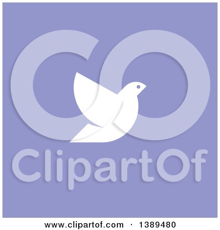 Clipart of a Flat Design White Dove on Purple - Royalty Free Vector Illustration by elena