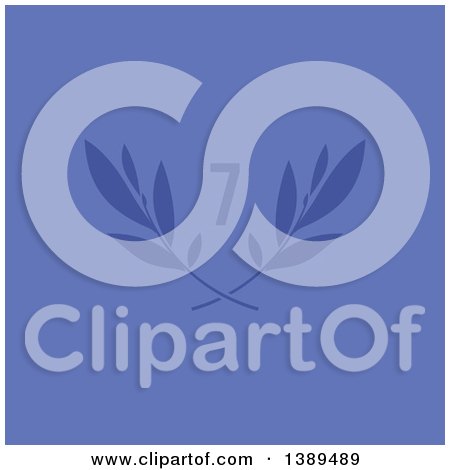 Clipart of a Number Seven over Laurel Branches on Blue - Royalty Free Vector Illustration by elena