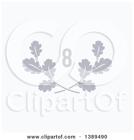 Clipart of a Gray Number Eight over Laurel Branches on White - Royalty Free Vector Illustration by elena
