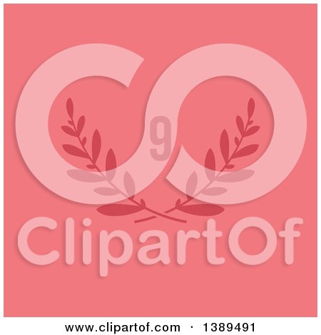 Clipart of a Number Nine over Laurel Branches on Pink - Royalty Free Vector Illustration by elena
