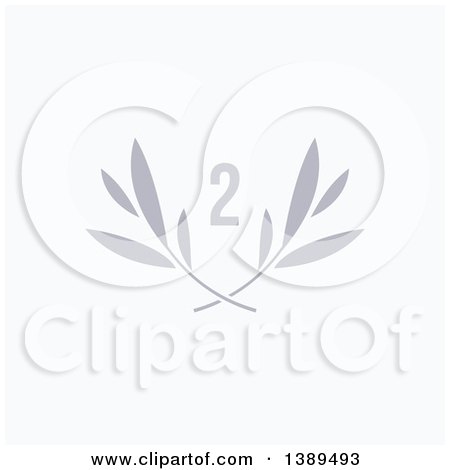 Clipart of a Gray Number Two over Laurel Branches on White - Royalty Free Vector Illustration by elena