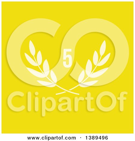 Clipart of a Number Five over Laurel Branches on Yellow - Royalty Free Vector Illustration by elena