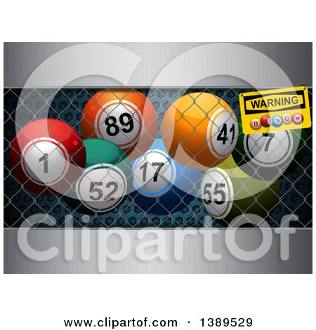Clipart of 3d Colorful Bingo Balls in a Cage over Metal - Royalty Free ...