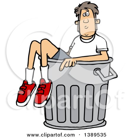 Clipart of a Cartoon White Boy in a Trash Can - Royalty Free Vector Illustration by djart