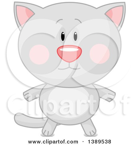 Clipart of a Cute Gray Cat - Royalty Free Vector Illustration by Pushkin