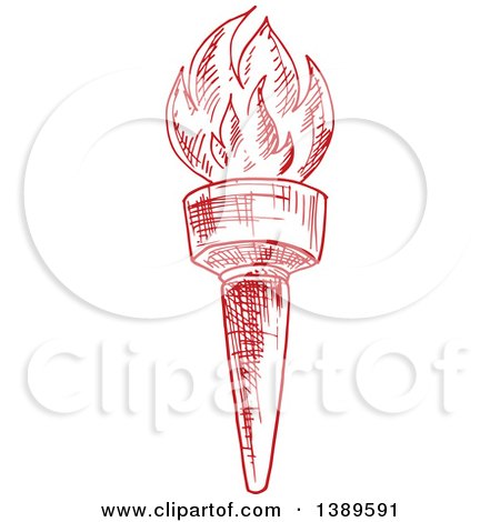 Clipart of a Sketched Red Torch - Royalty Free Vector Illustration by Vector Tradition SM