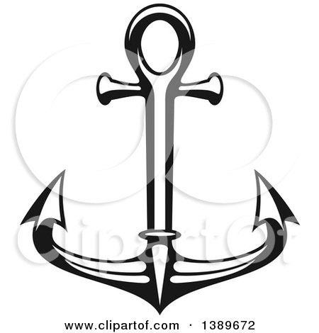 Clipart of a Black and White Nautical Anchor - Royalty Free Vector Illustration by Vector Tradition SM