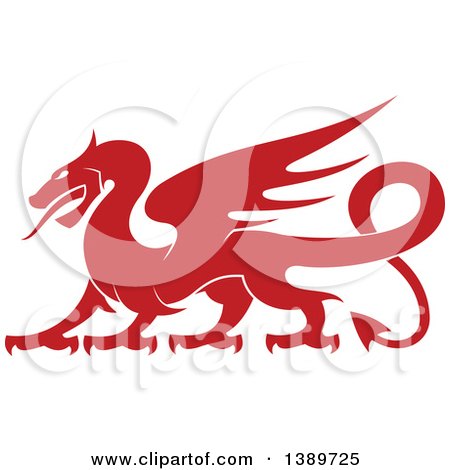 Clipart of a Red Silhouetted Dragon - Royalty Free Vector Illustration by Vector Tradition SM